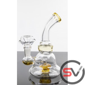 CURVED NECK COLOR WHEEL GLASS WATER PIPE 6inch